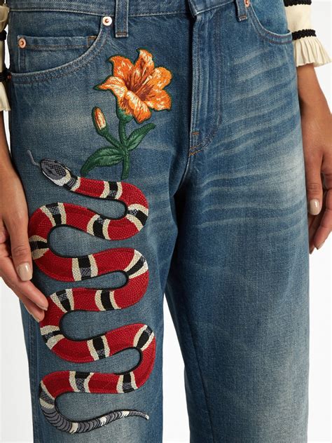 gucci pants snake green|Gucci Snake Jeans .